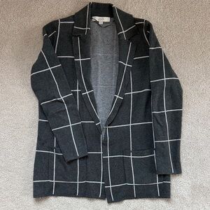 LOFT Black and White Windowpane Blazer